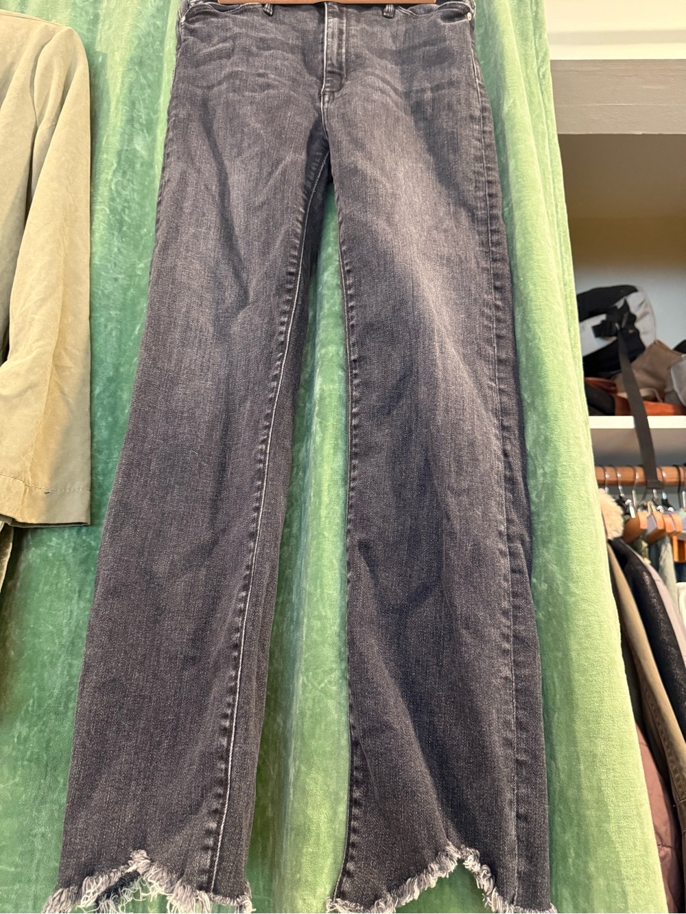 Black Orchid Washed Black Cropped Jeans with Frayed Hem